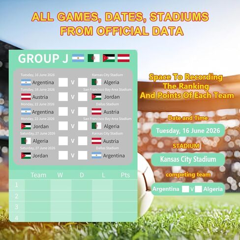 YOFANUP World Cup Schedule 2026 Poster, 2 Pcs Match Schedule, World Cup Merchandise 2026, Soccer Party Decorations, Office Home Football Poster, 23.6x33 inches, Great Gifts for Soccer Fans (A1) in Kuwait