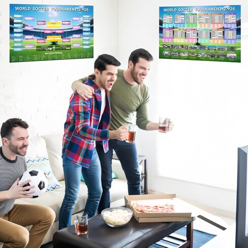 YOFANUP World Cup Schedule 2026 Poster, 2 Pcs Match Schedule, World Cup Merchandise 2026, Soccer Party Decorations, Office Home Football Poster, 23.6x33 inches, Great Gifts for Soccer Fans (A1) in Kuwait