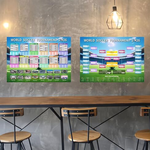 YOFANUP World Cup Schedule 2026 Poster, 2 Pcs Match Schedule, World Cup Merchandise 2026, Soccer Party Decorations, Office Home Football Poster, 23.6x33 inches, Great Gifts for Soccer Fans (A1) in Kuwait
