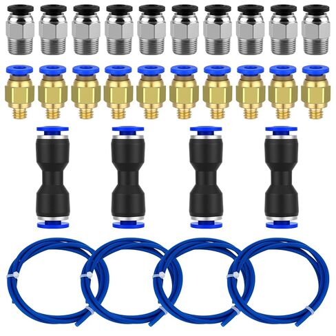 Moxweyeni 4 Pcs PTFE Tube Blue Tubing(1 M) with 10 Pcs PC4-M6 Fittings and 10 Pieces PC4-M10 Male Straight Pneumatic Fitting Connector 4 Pieces PU4 Tube Connector for 3D Printers 1.75mm Filament in Saudi Arabia