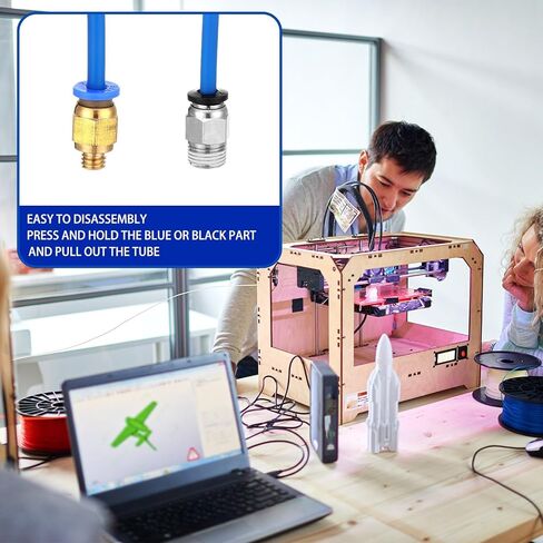 Moxweyeni 4 Pcs PTFE Tube Blue Tubing(1 M) with 10 Pcs PC4-M6 Fittings and 10 Pieces PC4-M10 Male Straight Pneumatic Fitting Connector 4 Pieces PU4 Tube Connector for 3D Printers 1.75mm Filament in Saudi Arabia