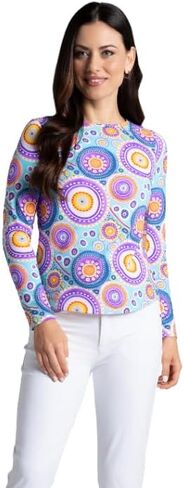 IBKUL Athleisure Wear واقي من الشمس UPF 50+ Icefil Cooling Leona Print كم طويل رقبة دائرية - 12933 in Saudi Arabia