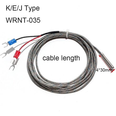 WRNT-035 4x30 مللي متر K/E/J-نوع مستشعر حراري مسبار 0.5 متر 1 متر 2 متر 4 متر سبيكة معدنية سلك محمي كابل اختبار 1 قطعة (E نوع 1 متر) in Kuwait