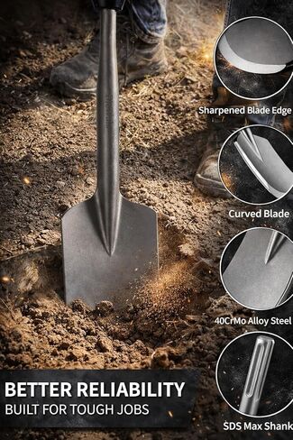 SDS Max Clay Spade Bit, 4.5" x 17" Heavy-Duty 40CrMo Steel Shovel Bit for Rotary Hammer & Demolition Hammer, for Digging Clay, Soil, Gravel, Sandstone & Landscaping in Saudi Arabia