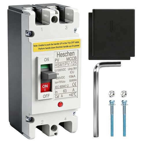 HSM1PV-125 2 Poles DC550V 63A قاطع دائرة مقولب، نظام الطاقة الشمسية الكهروضوئية، الألواح الشمسية، حماية الشبكة in Saudi Arabia