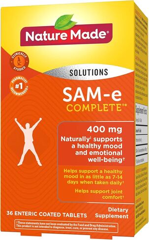 أقراص SAM-e الكاملة 400 مجم، 36 حجمًا قيمًا، تدعم المزاج الصحي وراحة المفاصل in Saudi Arabia