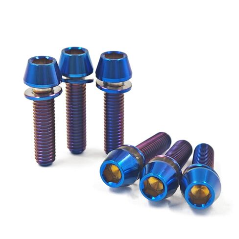 6 Pcs Titanium Stem Bolt Kit, Allen Hex M5x20mm Tapered Head Screws with Washer for Bicycle Stem Parts (Silver, M5x20mm) in Saudi Arabia
