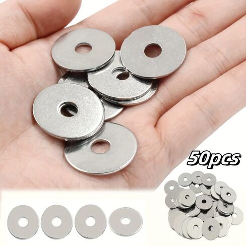 50 Pcs M6 Flat Washers - Galvanized Thickened Metal Spacers for Indoor & Outdoor Use Rustproof 6x20x1.5mm in Saudi Arabia