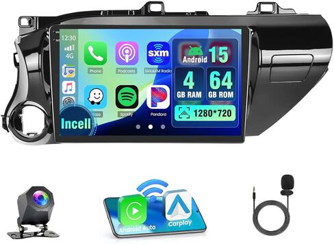 8core 6g+128g Stereo لـ Toyota Hilux 2015-2020 ، Android 15 Car Radio Stereo Wireless Apple Carplay Android Auto ، 10.1 inch IPS 1280 * 720 Radio Radio Radio Bluetooth DSP 5G Wifi+Free AHD Cam Cam Cam in Saudi Arabia