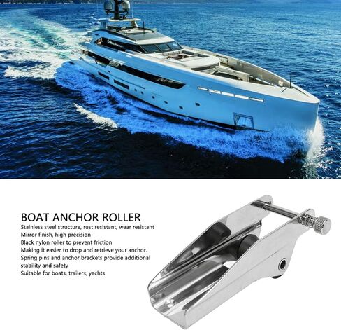 Hapivida Boat Anchor Roller, 200mm Stainless Steel Marine Bow Roller Holder with Spring Pin for Easy Installation on Yacht Trailer Boating in Saudi Arabia