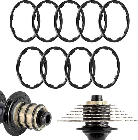 Pawfly 9 Pcs Bike Cassette Spacer Kit, Aluminum Alloy Flywheel Hub Washer for 7/8/9/10/11 Speed Cassette, 6 Sizes – 1/1.5/1.85/2/2.18/2.35mm, Bicycle Flywheel Washer, MTB Road Bike Cassette Gasket in Saudi Arabia