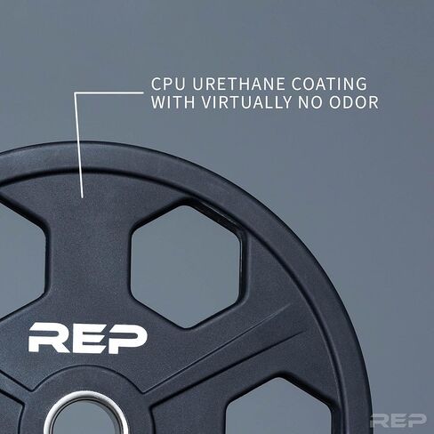 REP Fitness Urethane Coated Tri-Grip Olympic Barbell Weights - Sold in Pairs in Saudi Arabia