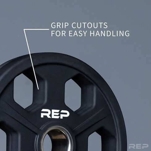 REP Fitness Urethane Coated Tri-Grip Olympic Barbell Weights - Sold in Pairs in Saudi Arabia