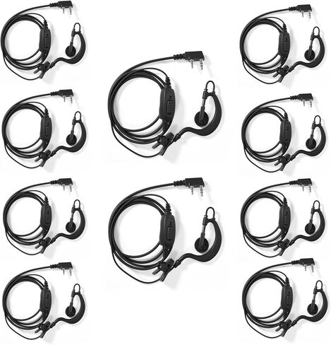 10pcs walkie talkie earpieces for Baofeng UV-5R 888S RETEVIS RT22 RT21 RT68 RT68H H777 and Kenwood 2 Way Radios Earhook Headsets in Saudi Arabia