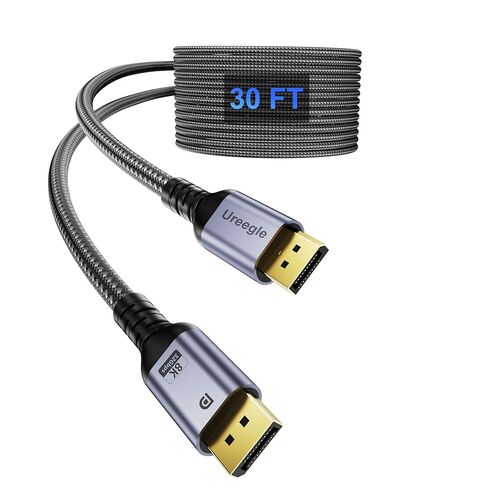كابل DisplayPort بطول 6.6 أقدام مكون من قطعتين، كابلات DP 2.1 16K@60 هرتز، 8K@120 هرتز، 4K@240 هرتز 165 هرتز 144 هرتز، كابل منفذ العرض يدعم 54 جيجابت في الثانية لشاشة الألعاب، الكمبيوتر الشخصي، RTX 5050-5090 RX 9060/70 XT بطاقة رسومات سطح المكتب GPU in Kuwait
