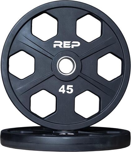 REP Fitness Urethane Coated Tri-Grip Olympic Barbell Weights - Sold in Pairs in Saudi Arabia