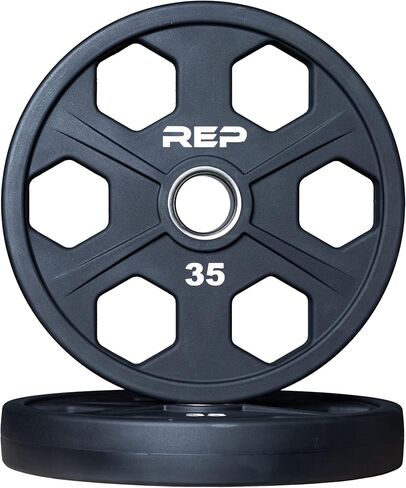 REP Fitness Urethane Coated Tri-Grip Olympic Barbell Weights - Sold in Pairs in Saudi Arabia
