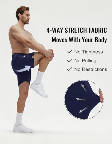 M MAELREG Men's Athletic Shorts with Zipper Pockets 7" Moisture Wicking Gym Workout Shorts for Men Lightweight Drawstring in Saudi Arabia