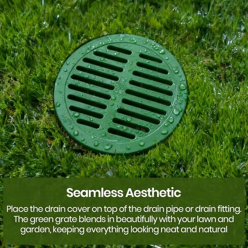 Calvana 4-Pack 6 Inch Round Drain Grate Cover for Yard Drainage, Plastic Outdoor Drain Cover for Lawn, Landscape and Patio, 6" Stormwater Drain Grate Replacement, Green in Saudi Arabia