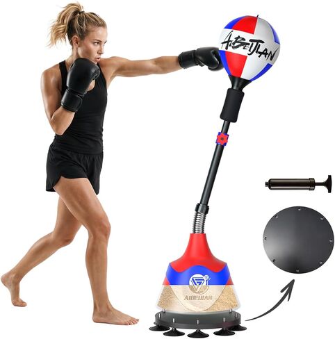 Freestanding Reflex Bag,Punching Bag with Stand,Height Adjustable,Speed Punching Ball for Reaction & Fitness Training - Stress Relief Workout for Adults，Boxing Equipment for Home Gym in Saudi Arabia
