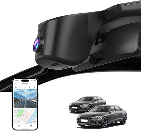 Front 4K Dash Cam for Audi 2019-2025 A4 A6 Allroad A3 A5 Q5 S4 S6 Q7 A8 Q8 S8 TT A7 S5 Q3 E-Tron (Model A) ، مسجل فيديو للسيارات ، على طراز OEM ، تسجيل حلقة ، سهلة التثبيت ، WIFI & App ، 64G Card Card ، in Kuwait