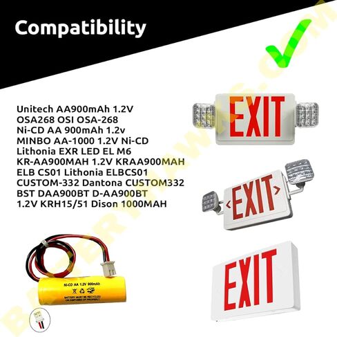 AA900mAh 1.2V Unitech BST DAA900BT AA Ni-CD 900mAh علامة خروج ضوء الطوارئ Batteryhawk, LLC بطارية خروج النار in Saudi Arabia