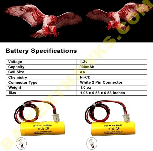 AA900mAh 1.2V Unitech BST DAA900BT AA Ni-CD 900mAh علامة خروج ضوء الطوارئ Batteryhawk, LLC بطارية خروج النار in Saudi Arabia