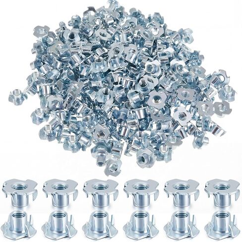 300 قطعة من Otoolling 3/8"-16، فولاذ مطلي بالزنك مقاوم للتآكل، طول الأسطوانة 7/16"، صامولة ذات 4 شُعب للخزانة، حوامل تسلق الصخور، خشب in Kuwait