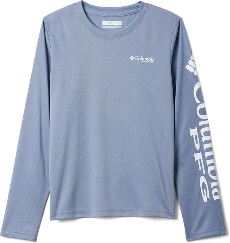قميص كولومبيا يوث بويز PFG Terminal Tackle طويل الأكمام للحماية من الشمس، شعار New Moon Heather/White، مقاس متوسط in Saudi Arabia
