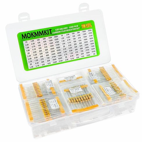 MOKMMKIT 150 قيمة 1500 قطعة طقم مقاوم 1 أوم-10 متر أوم 1/2 واط 5% 0.5 واط مجموعة متنوعة من مقاومات فيلم الكربون in Kuwait