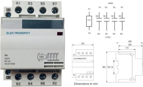 موصل 4 أقطاب مع ملف تيار متردد 120 فولت، AC1 50A HC1-63 N/O مفتوح عادة للتحكم في الدائرة العالمية DIN حامل السكك الحديدية، الإضاءة 40 أمبير، 30 أمبير، التشغيل الصامت in Kuwait