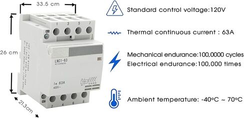 موصل 4 أقطاب مع ملف تيار متردد 120 فولت، AC1 50A HC1-63 N/O مفتوح عادة للتحكم في الدائرة العالمية DIN حامل السكك الحديدية، الإضاءة 40 أمبير، 30 أمبير، التشغيل الصامت in Kuwait
