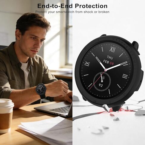 4-Pack Case Compatible with Amazfit Active 2 Smart Watch, Matte Hollow Design Hard PC Bumper Shell Cover Drop-Proof Protective Case for Amazfit Active 2 (Black+Starlight+Rosegold+Clear) in Saudi Arabia