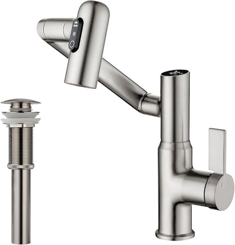صنبور حمام قابل للتدوير من Lefton BF2204 مع سدادة تصريف حوض الحمام المنبثقة بدون تجاوز D01 (نيكل مصقول معاصر) in Kuwait