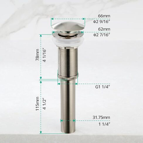صنبور حمام قابل للتدوير من Lefton BF2204 مع سدادة تصريف حوض الحمام المنبثقة بدون تجاوز D01 (نيكل مصقول معاصر) in Kuwait