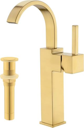 صنبور السفينة - صنبور وعاء ذو ​​فتحة واحدة يدور 360 درجة من النيكل المصقول، صنبور حمام طويل بمقبض واحد مع شلال وفوهة دوارة من فيستينا، SGF005-BN-V in Kuwait