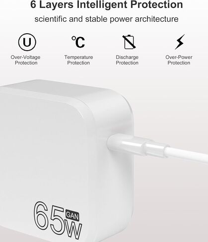 GAN 65W 45W USB -C شاحن متوافق مع LG GRAM LAPTOP - متوافق مع LG 15 "16" 17 "Series Series المحمول 15Z90N 14Z90N 17Z90N in Kuwait