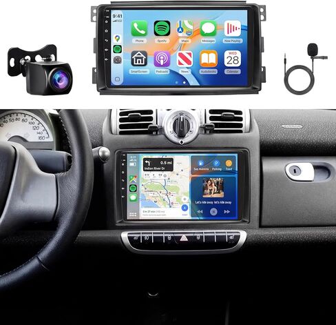8core 6GB+128GB Android 13 Radio for Mercedes Benz Smart Fortwo 2005-2010 Car Stereo مع شاشة لمس 1280 × 800 IPS ، Wireless Carplay/Android Auto GPS DSP 46EQ 5.1Bluetooth wifi FM/RDS SWC Camera in Kuwait