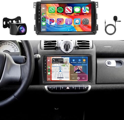8core 6GB+128GB Android 13 Radio for Mercedes Benz Smart Fortwo 2005-2010 Car Stereo مع شاشة لمس 1280 × 800 IPS ، Wireless Carplay/Android Auto GPS DSP 46EQ 5.1Bluetooth wifi FM/RDS SWC Camera in Kuwait
