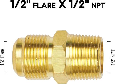 2 قطعة محول نحاسي Signite 1/2 مضيئة إلى 1/2 NPT ذكر نصف اتحاد - مثالي لتركيبات البروبان، وغطاء الضغط، وتركيبات غاز البروبان - متين، موصل للسباكة in Kuwait