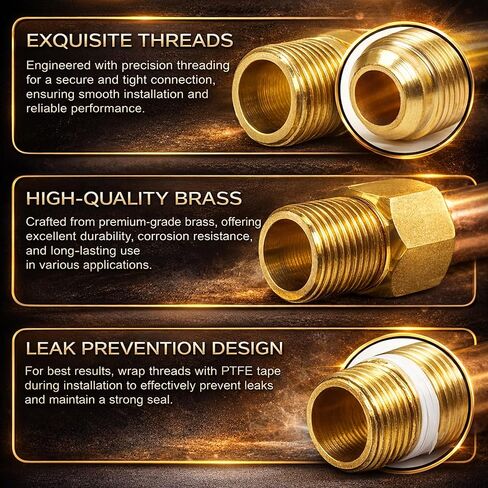 2 قطعة محول نحاسي Signite 1/2 مضيئة إلى 1/2 NPT ذكر نصف اتحاد - مثالي لتركيبات البروبان، وغطاء الضغط، وتركيبات غاز البروبان - متين، موصل للسباكة in Kuwait