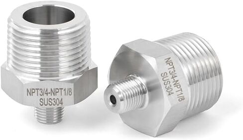 2 pack 3/4 to1/8male adapter,NPT3/4Male-NPT1/8Male nipple,Heavy-duty threaded pipe fitting, stainless steel304. in Kuwait