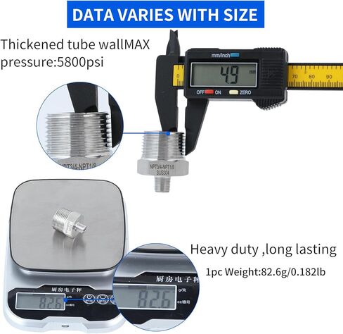 2 pack 3/4 to1/8male adapter,NPT3/4Male-NPT1/8Male nipple,Heavy-duty threaded pipe fitting, stainless steel304. in Kuwait