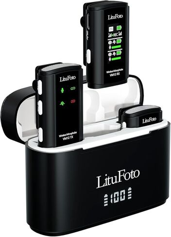 ميكروفون لافالير لاسلكي لأجهزة iPhone/Android/الكاميرا/الكمبيوتر الشخصي/الكمبيوتر المحمول مع قابس Lightning/USB-C/Plug، 48 كيلو هرتز، ميكروفون لإلغاء الضوضاء، بطارية 18 ساعة، يدعم تسجيل بطاقة ذاكرة سعة 32 جيجابايت لتسجيل الفيديو in Kuwait