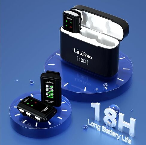 ميكروفون لافالير لاسلكي لأجهزة iPhone/Android/الكاميرا/الكمبيوتر الشخصي/الكمبيوتر المحمول مع قابس Lightning/USB-C/Plug، 48 كيلو هرتز، ميكروفون لإلغاء الضوضاء، بطارية 18 ساعة، يدعم تسجيل بطاقة ذاكرة سعة 32 جيجابايت لتسجيل الفيديو in Kuwait