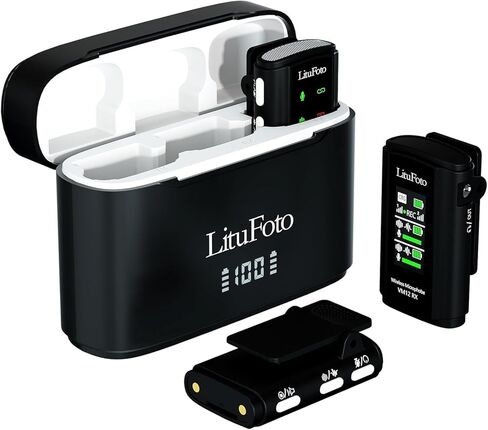 ميكروفون لافالير لاسلكي لأجهزة iPhone/Android/الكاميرا/الكمبيوتر الشخصي/الكمبيوتر المحمول مع قابس Lightning/USB-C/Plug، 48 كيلو هرتز، ميكروفون لإلغاء الضوضاء، بطارية 18 ساعة، يدعم تسجيل بطاقة ذاكرة سعة 32 جيجابايت لتسجيل الفيديو in Kuwait