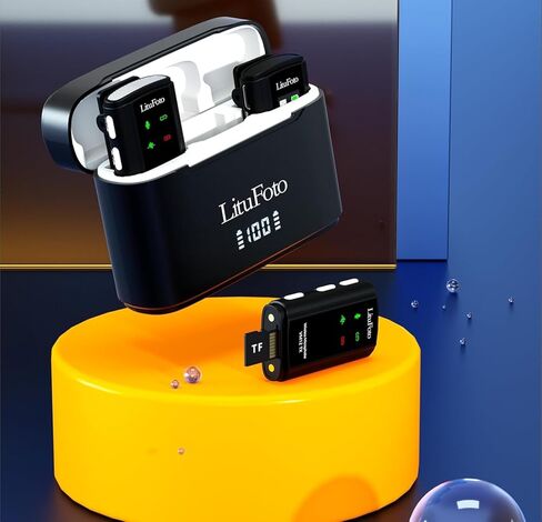 ميكروفون لافالير لاسلكي لأجهزة iPhone/Android/الكاميرا/الكمبيوتر الشخصي/الكمبيوتر المحمول مع قابس Lightning/USB-C/Plug، 48 كيلو هرتز، ميكروفون لإلغاء الضوضاء، بطارية 18 ساعة، يدعم تسجيل بطاقة ذاكرة سعة 32 جيجابايت لتسجيل الفيديو in Kuwait