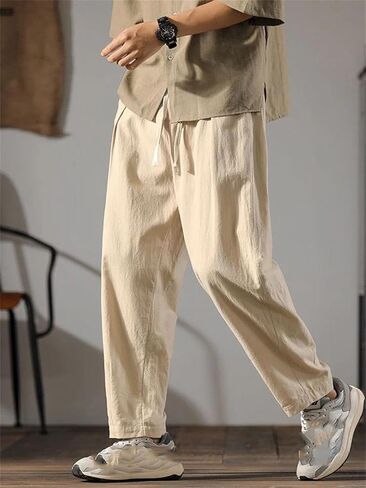 Men Summer Elastic Waist Straight Casual Ice Silk Male Wide Leg Loose Sweatpants in Saudi Arabia