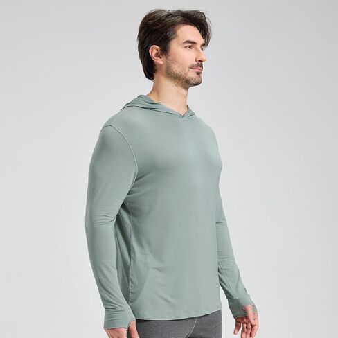 netdraw Men's Ultralight Bamboo Viscose Performance Hoodie, Soft Breathable UPF 50+ Long Sleeve Hiking Shirt in Saudi Arabia