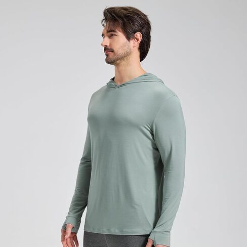 netdraw Men's Ultralight Bamboo Viscose Performance Hoodie, Soft Breathable UPF 50+ Long Sleeve Hiking Shirt in Saudi Arabia